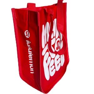Lululemon shopping tote bag Small red white